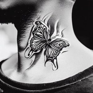 Boys Butterfly Neck Tattoos Designs