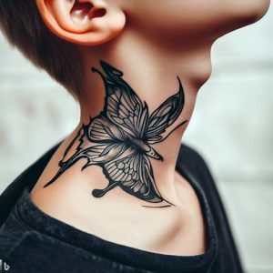 Butterfly Neck Tattoos Designs