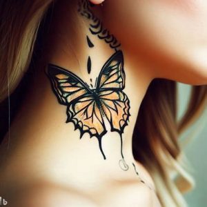Butterfly Neck Tattoos Designs For Girls