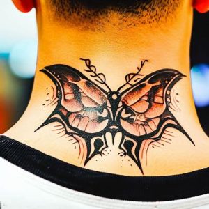 Butterfly Neck Tattoos Designs For Ideas for man