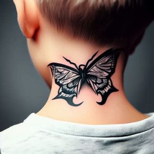 Butterfly Neck Tattoos Designs For Men
