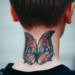 Butterfly Neck Tattoos Designs For boys