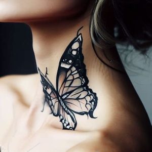 Butterfly Neck Tattoos Designs Ideas