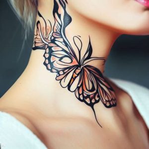 Butterfly Neck Tattoos For Girks