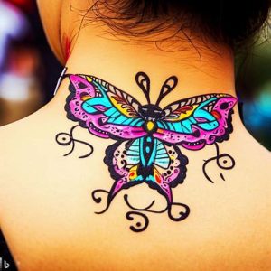 Butterfly Neck Tattoos Girls