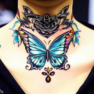 Butterfly Neck Tattoos With USA Designs