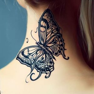 Butterfly Neck Tattoos populr for Girls