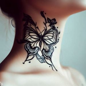Tradittional Butterfly Neck Tattoos for girls