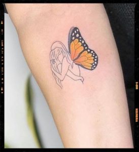 Yellow-butterfly-tattoo-with-couple