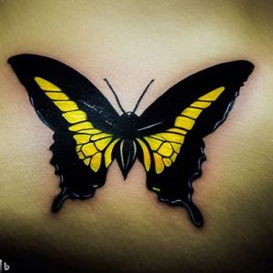 black and yellow butterfly tattoo