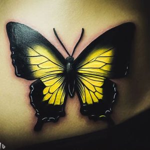 black and yellow butterfly tattoo for girls