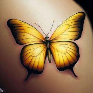 realistic yellow butterfly tattoo