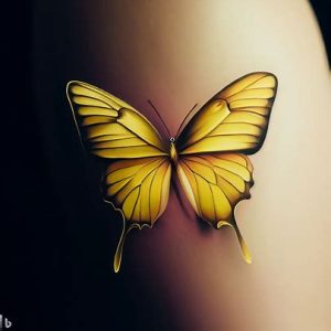 realistic yellow butterfly tattoo ideas for girls