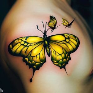 three-yellow-butterfly-tattoo