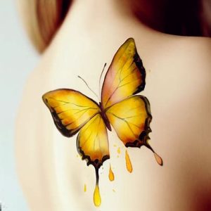 watercolor yellow butterfly tattoo