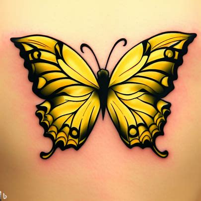 yellow butterfly tattoo Desigsn
