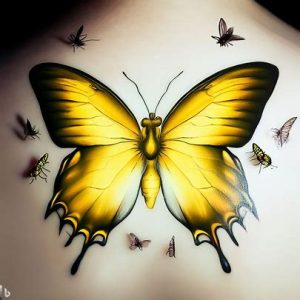 yellow-butterfly-tattoo-with-insects