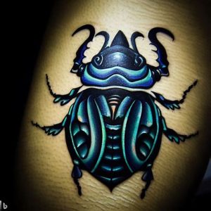 Blue-red-scarab-tattoo