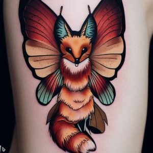 Fox Traditional Moth Tattoo for girls