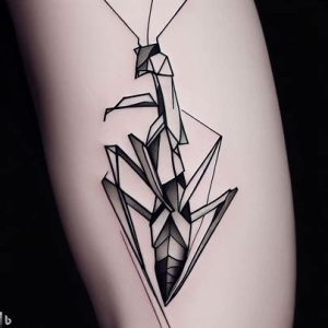 Geometric-Praying-Mantis-Tattoo-for-girls