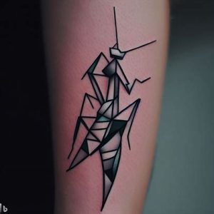 Geometric-Praying-Mantis-Tattoo--for-women