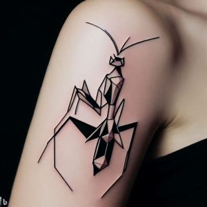 Geometric-Praying-Mantis-Tattoo-on-body-for-girls