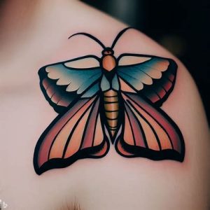 Neo-Traditional Moth Tattoo for boys