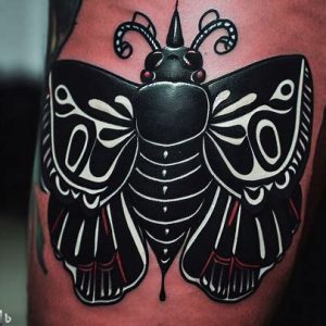 Popular American Traditional Black Moth Tattoos