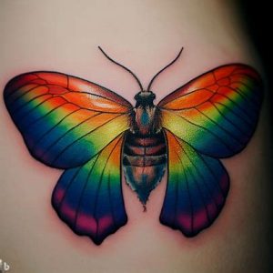 Rainbow Dead Moth Tattoo