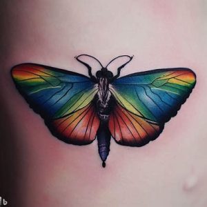 Rainbow Dead Moth Tattoo for boys