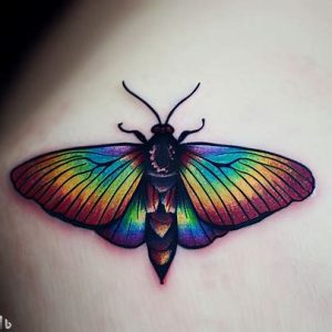 Rainbow Dead Moth Tattoo for girls