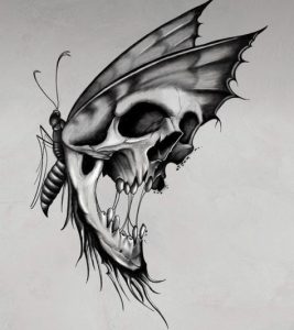 Skull Rose and Dead Moth Tattoo ideas