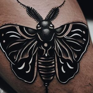 Traditional Black Moth Tattoos for young girls