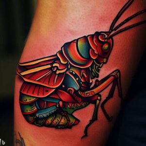 Traditional-Grasshopper-Tattoo-for women