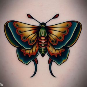 Traditional Moth Tattoo Flash for girls