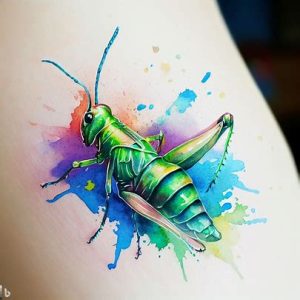 Watercolor Grasshopper Tattoo