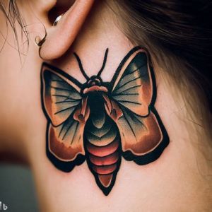 American-Traditional-Moth-Tattoo-behind-the-ear