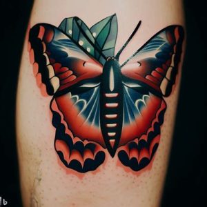 American Traditional Moth Tattoo