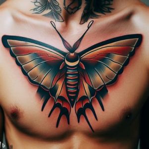 American-Traditional-Moth-Tattoo-on-chest