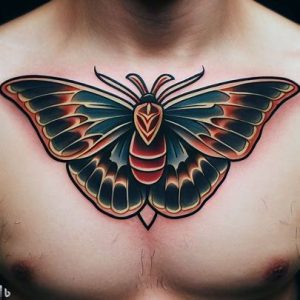 American-Traditional-Moth-Tattoo-on-chest-for-girls