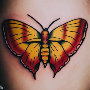 American-Traditional-Moth-Tattoo-yellow-and-red