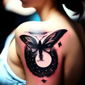 Black-moth-and-moon-on-shoulder