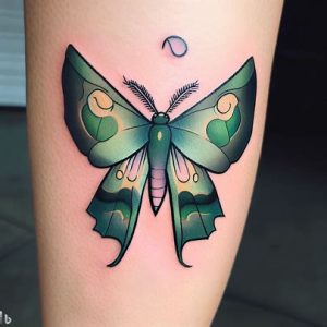 Cute Luna Moth Tattoo Design Ideas on Leg for boys and girls