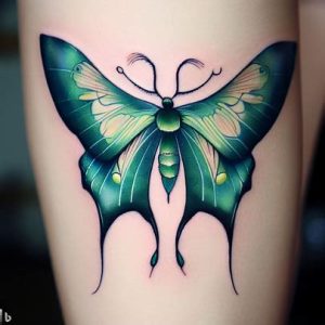 Impressionable Luna Moth Tattoo Ideas on Thigh
