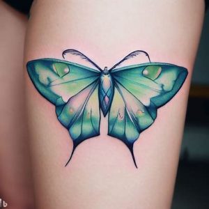 Impressionable Luna Moth Tattoo Ideas on Thigh for girls