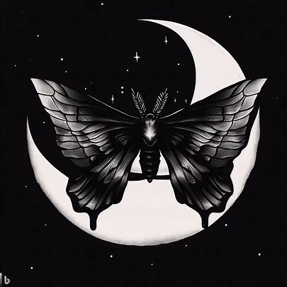 Moth-and-moon-tattoo-design