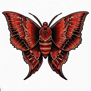 Red-American-Traditional-Moth-Tattoo-for-girls