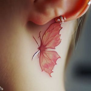 Rosy-Maple-Moth-tattoo-behind-the-ear-for-men