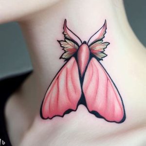 Rosy-Maple-Moth-tattoo-neck