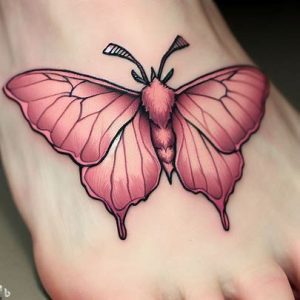 Rosy-Maple-Moth-tattoo-on-foot